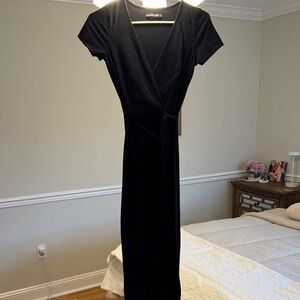 Abercrombie & Fitch Black Midi Wrap Dress